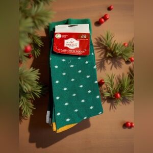 Holiday Time Men's Crew Socks - Green, Black, Gray, Yellow